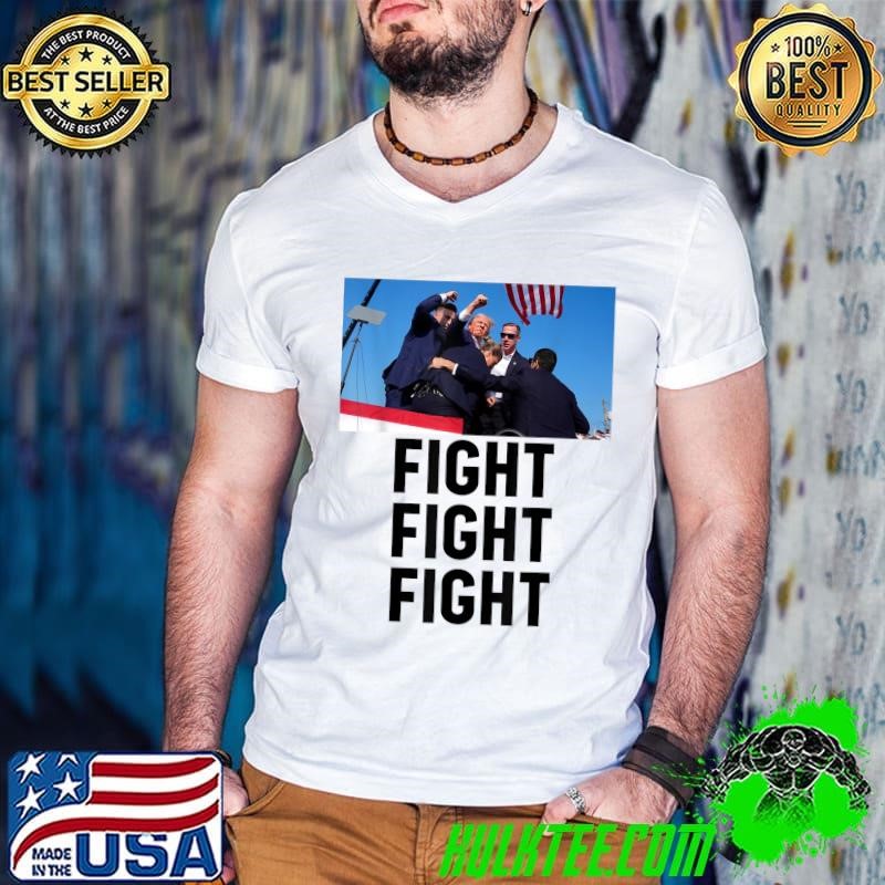 Trump Head Bloody Ear 2024 Vote Survivor Fight Fight T-Shirt