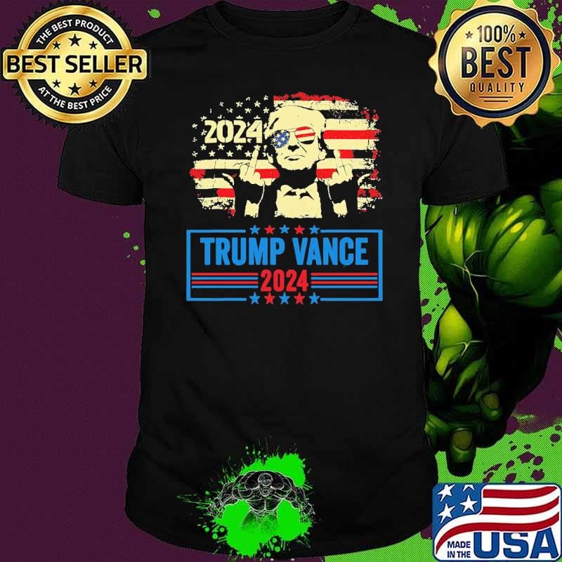 Trump Vance 2024 American Flag Finger Usa Flag T-Shirt