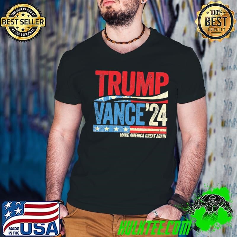Trump vance fight 24 make america great again retro Guys V Neck