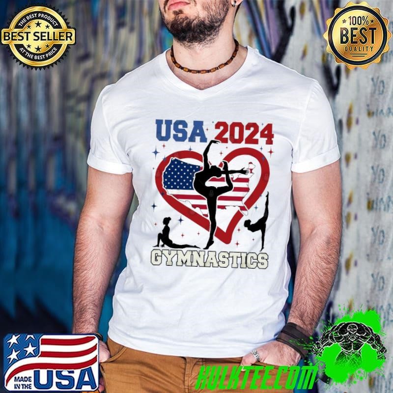 Usa Gymnastics American flag Heart Patriotic Election 2024 T-Shirt