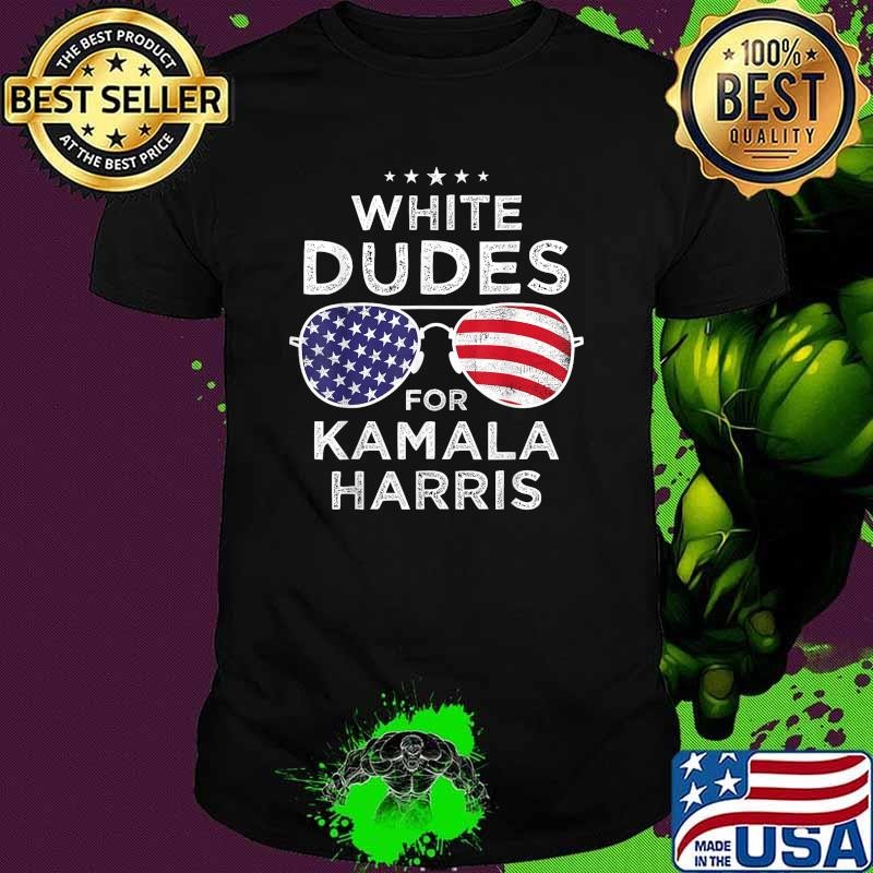 Vintage White Dudes For Kamala-Harris Sunglasses American Flag T-Shirt
