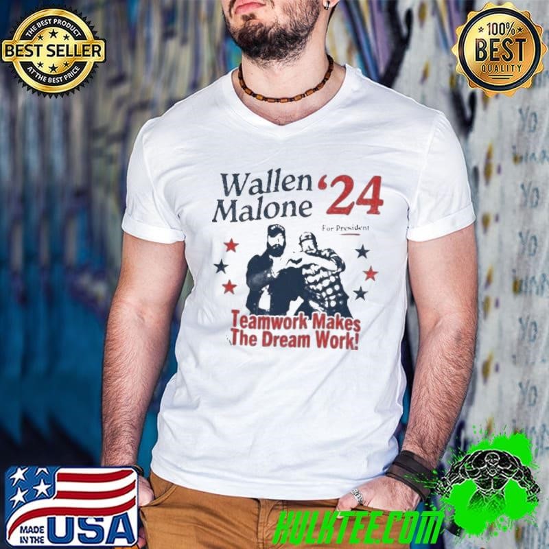 Wallen Malone 2024 For President Funny 24 Election Graphic Tee Vintage Inspired Humor Concert Music Shirt