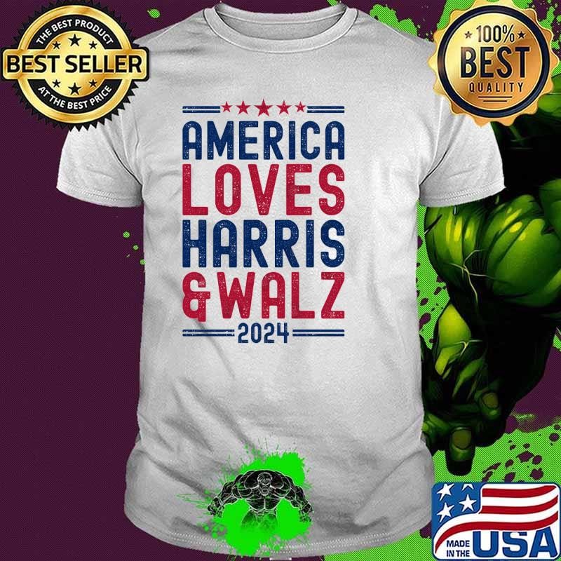 America Loves Harris & Walz 2024 Stars Vote T-Shirt