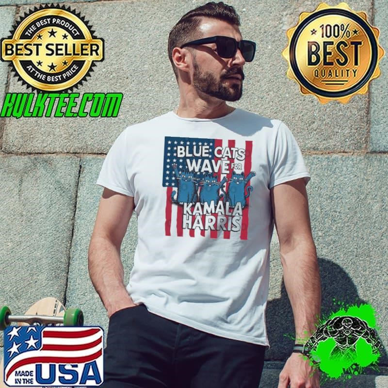 Blue cats waves for Kamala harris american flag 2024 Unisex