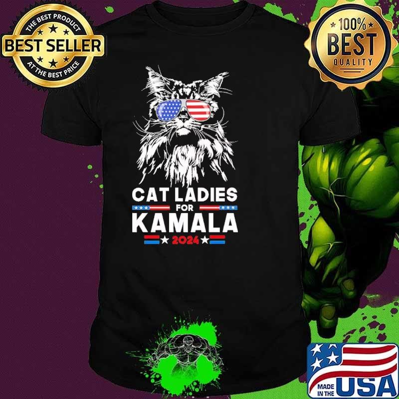 Cat Ladies for Kamala 2024 President Cat American Flag Election Unisex