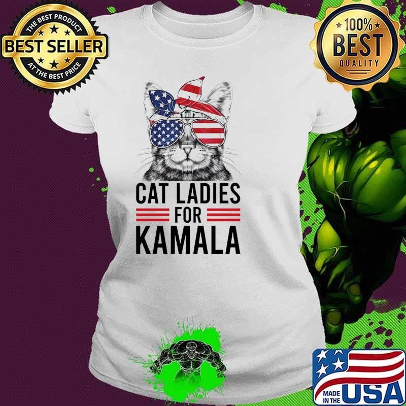 Cat ladies for kamala cat sunglasses american flag T-Shirt