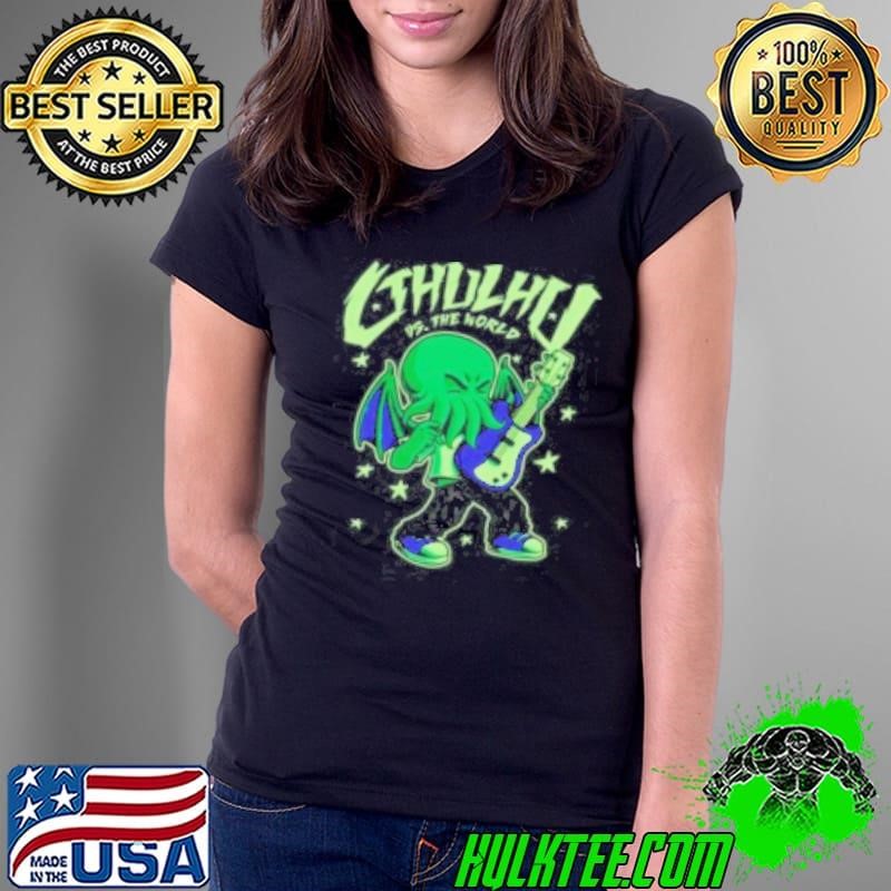 Cthulhu Vs The World Cthulhu Guitar Comic Shirt