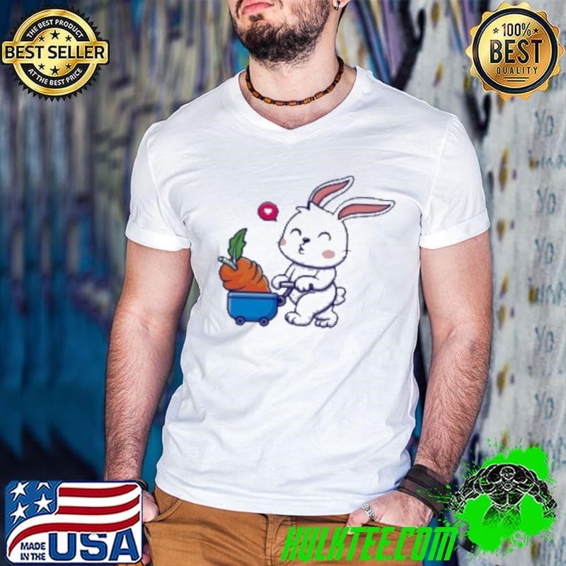 Cute Rabbit Bring Carrot With Trolley Cartoon Guys V Neck