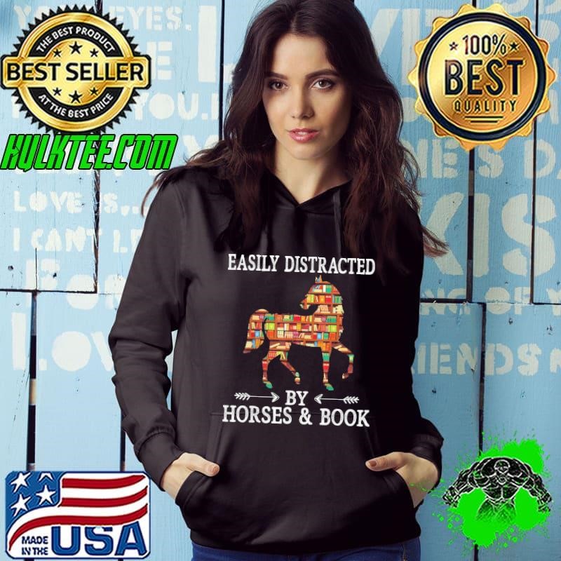 Easily Distracted By Horse And Book Reading Lover T-Shirt