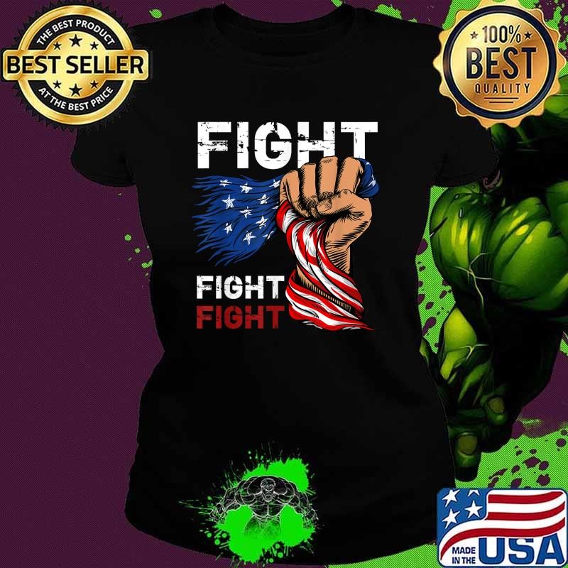 Funny Fight fight fight strong hand american flag election 2024 Ladies tee