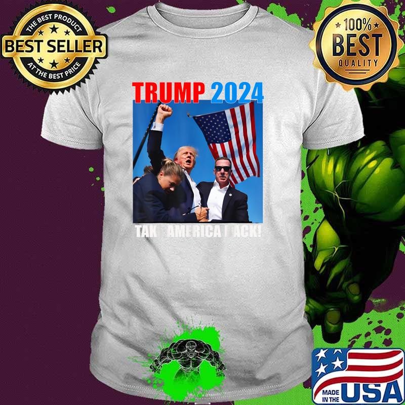 Funny Trump Rally Take America Back Usa Flag 2024 Pray for President Trump T-Shirt