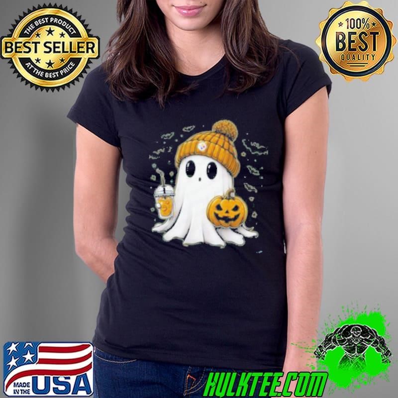 Halloween NFL Football Fan Ghost with Pumpkin Ladies Tee Halloween NFL Football Fan Ghost with Pumpkin Ladies Tee