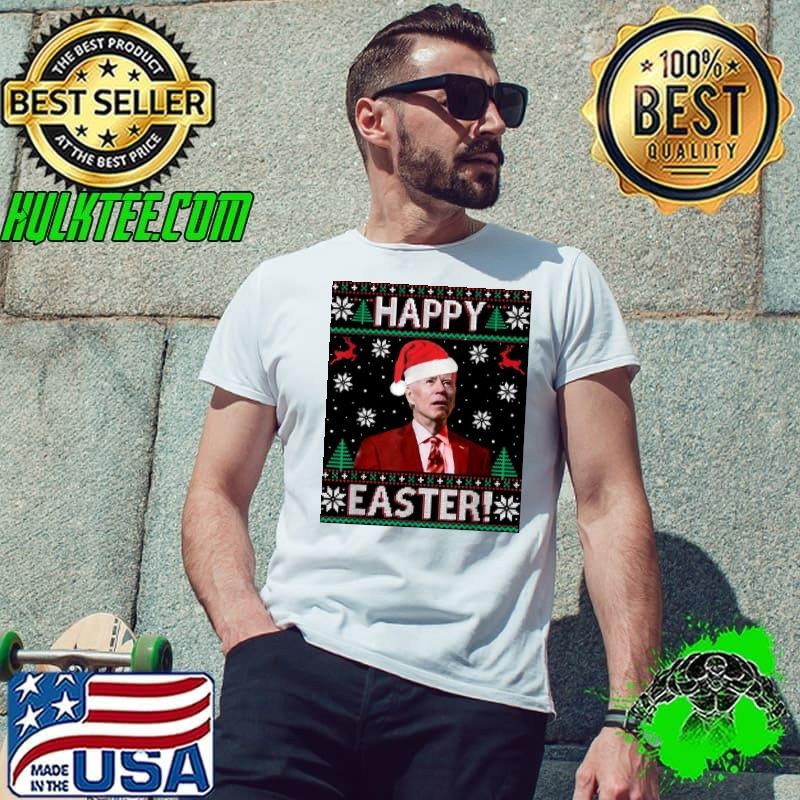 Happy Easter Ugly Sweater Reindeer Funny Joe Biden Christmas Shirt