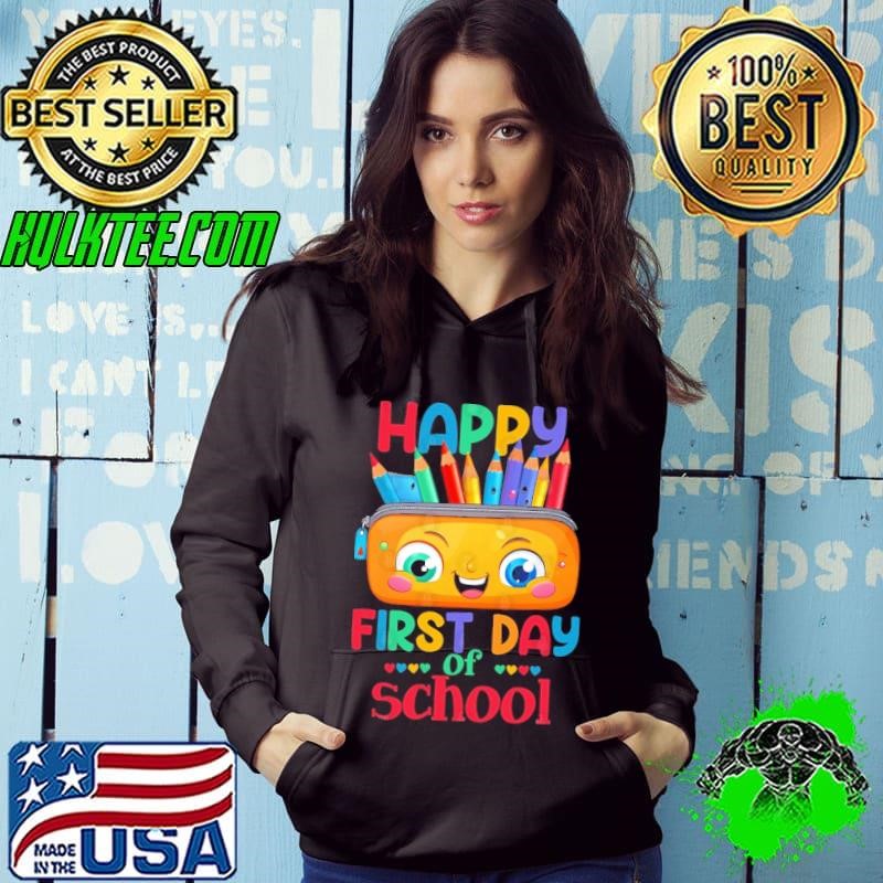 Happy First Day of School with Pencil-Case Elements T-Shirt