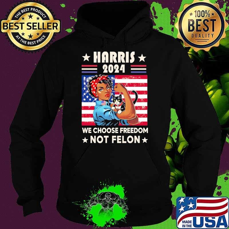 Harris 2024 We Choose Freedome Not Felon USA Flag T-Shirt