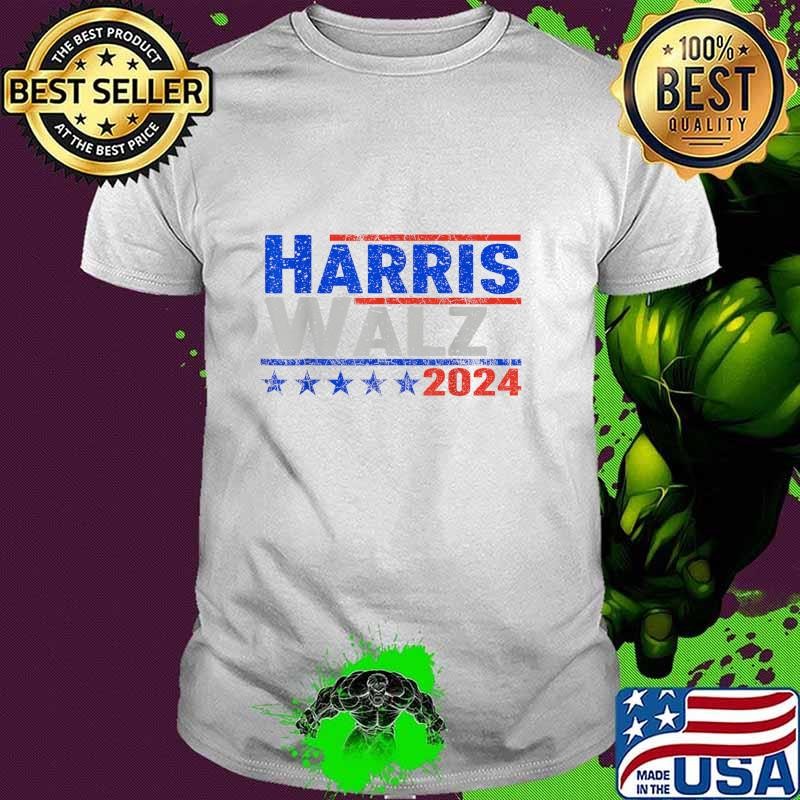Harris Waltz 2024 Election Kamala Harris Tim Waltz Blue Stars T-Shirt