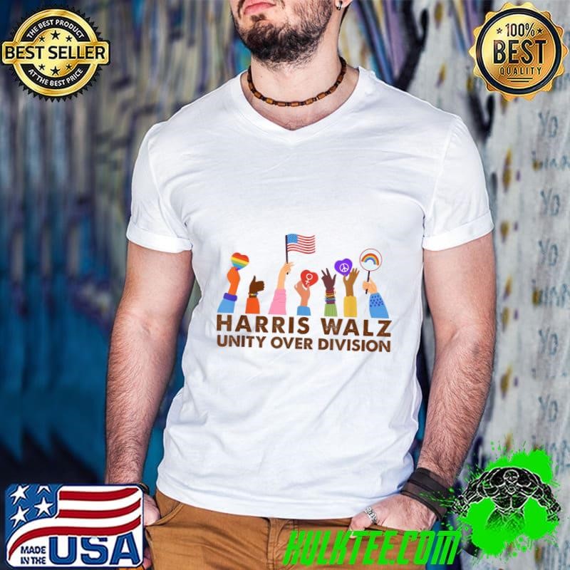 Harris Waltz 2024 Unity Over Division Hand Heart Guys V Neck