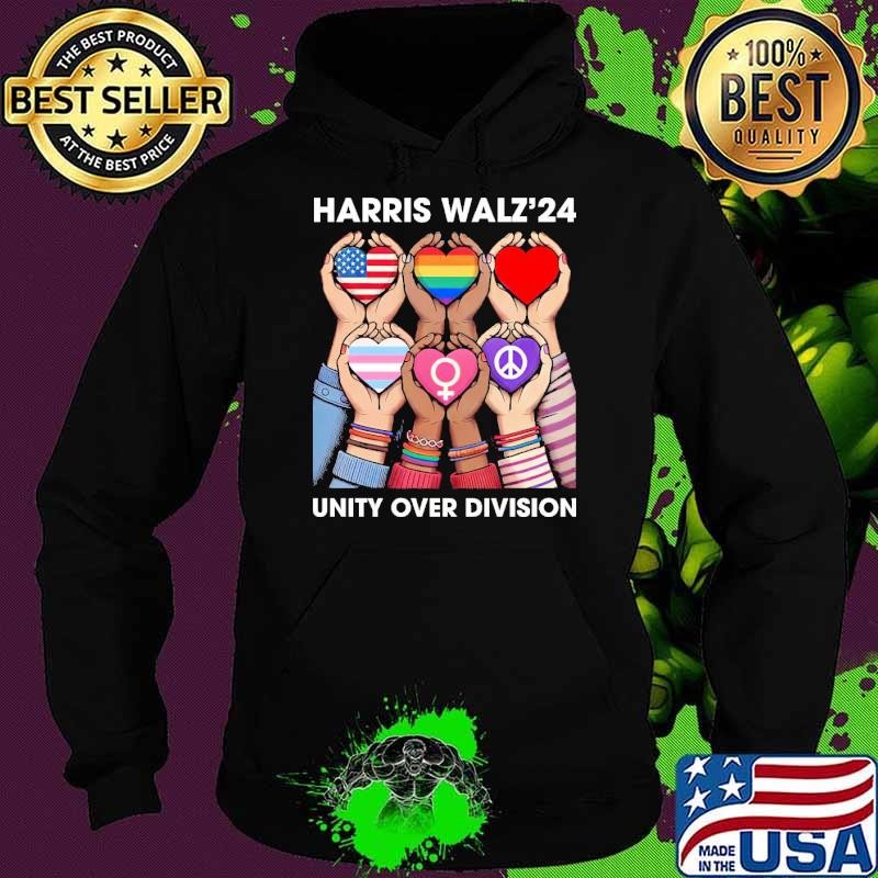 Harris Waltz 2024 Unity Over Division President Heart Lgbt Hoodie