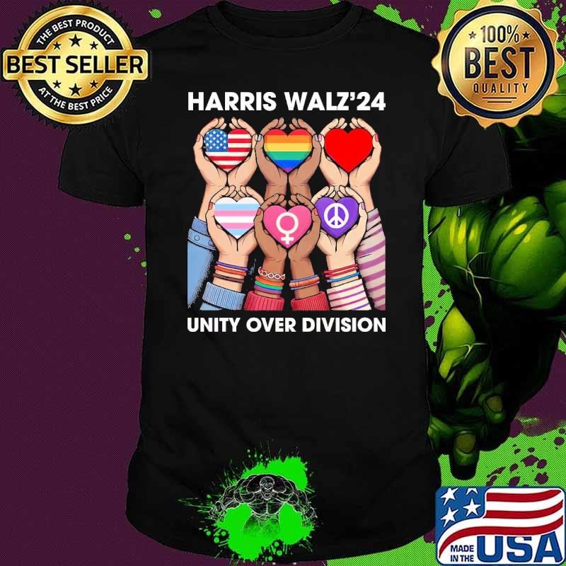 Harris Waltz 2024 Unity Over Division President Heart Lgbt Unisex