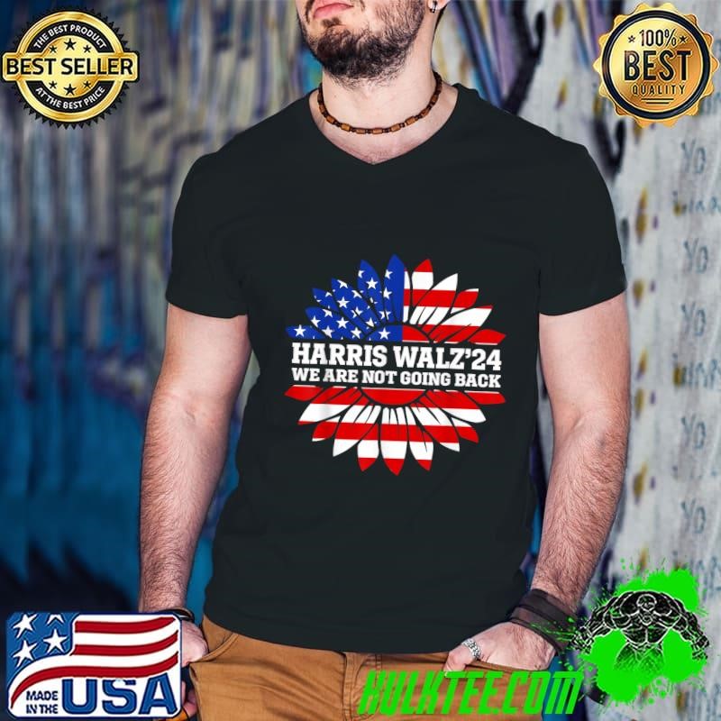 Harris Waltz We Are Not Going Back Kamala Harris 2024 Sunflower Usa Flag Guys V Neck