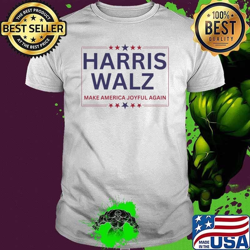 Harris Walz 2024 Election Make America Joyful Again USA Flag T-Shirt