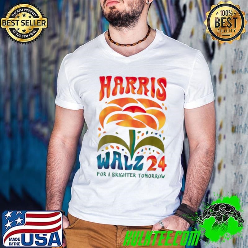 Harris Walz 2024 For A Brighter Tomorrow Retro Flower T-Shirt