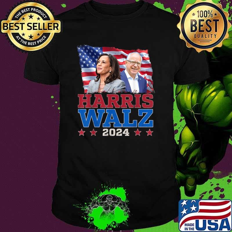 Harris Walz President Election 2024 Kamala Harris Tim Walz USa Flag Unisex