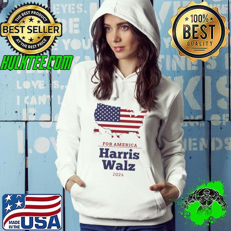 Harris Walz for America president 2024 Kamala Harris American Maps Hoodie