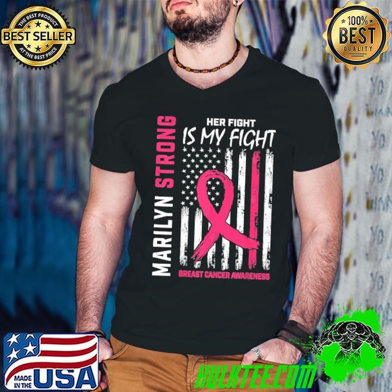 Her Is My Fight Marilyn Personalized Breast Cancer Awareness Usa Flag Guys V Neck
