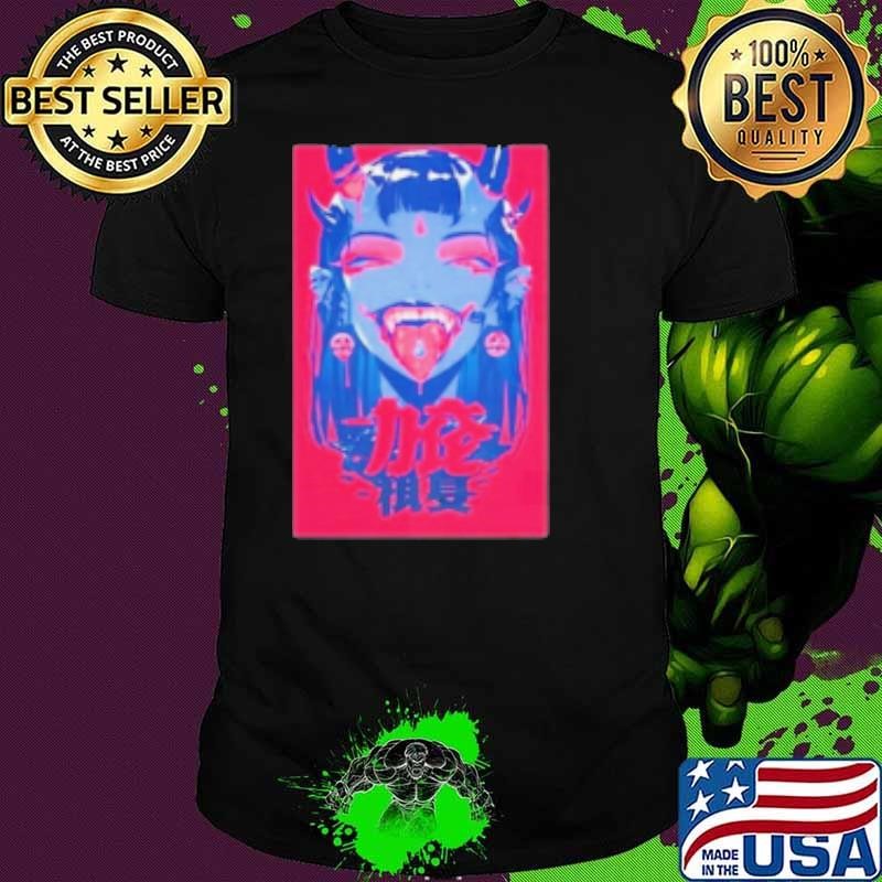 Horned Oni Demon Blue Girl Hot Cyber Halloween Cosmic Horror Unisex
