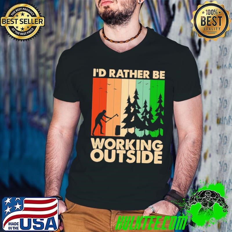 I'd Rather be Working Outside Forest Vintage Guys V Neck