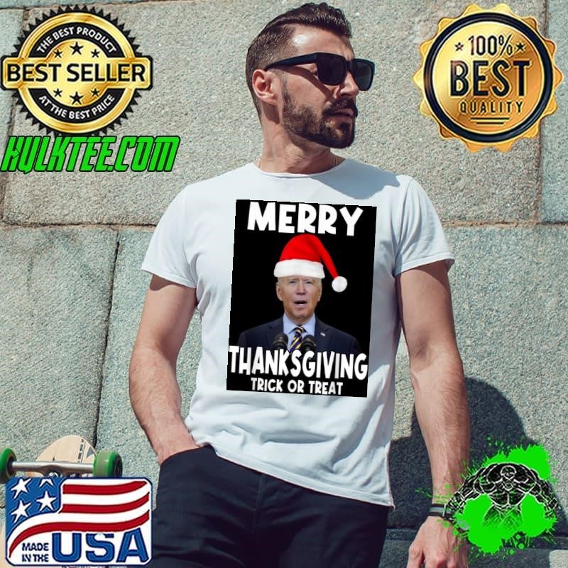 Joe Biden Merry Thanksgiving Trick Or Treat Halloween Xmas Shirt