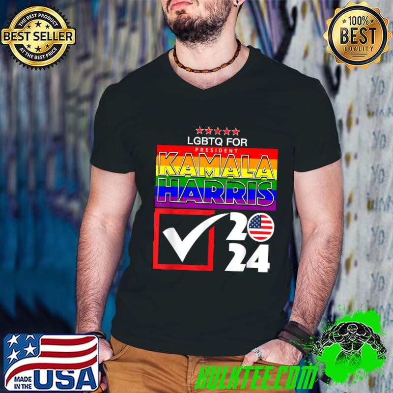 Kamala Harris For President 2024 LGBTQ Gay Pride USA Flag T-Shirt