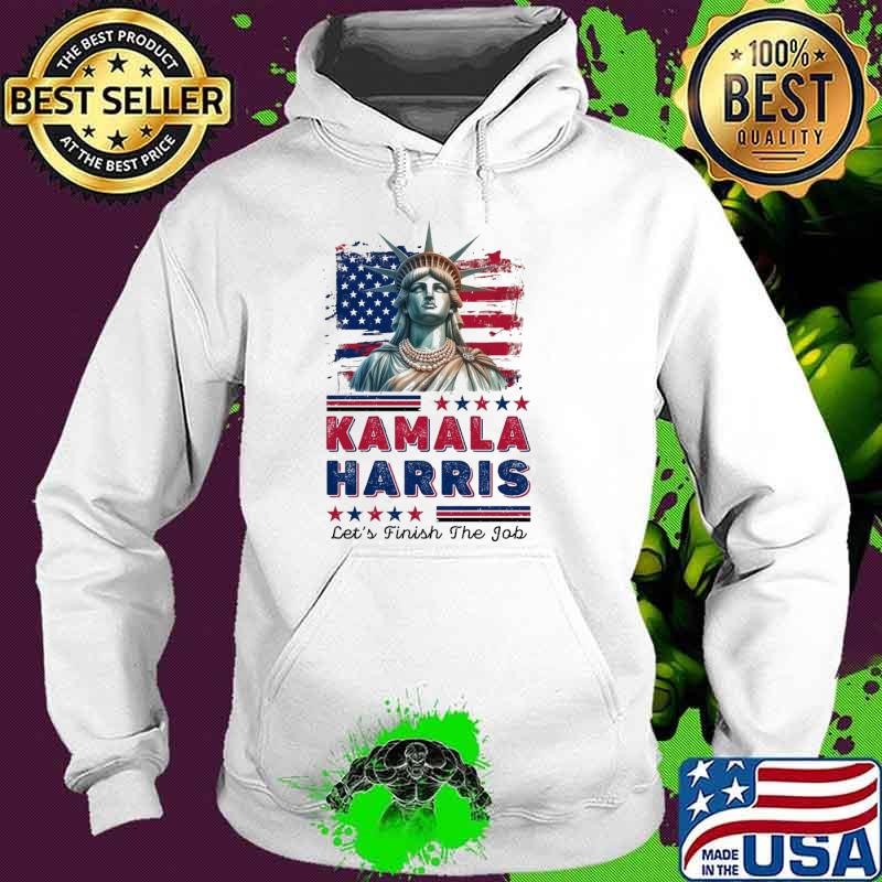 Kamala Harris Let's Finish the Job Liberties USa Flag Vote Hoodie