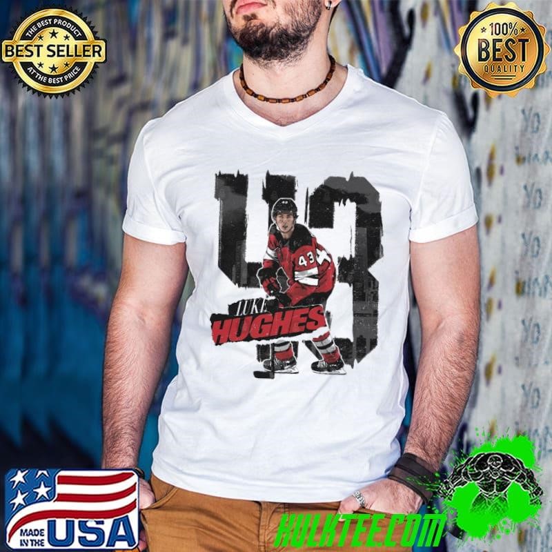 Luke Hughes New Jersey Rough American professional ice hockey defenseman T-Shirt