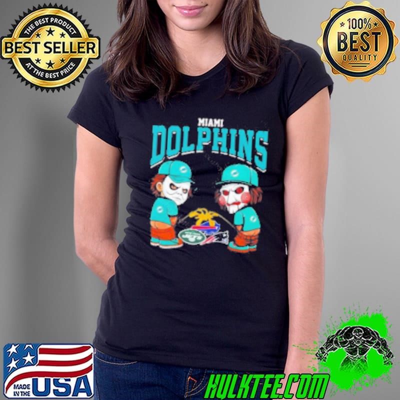 Miami Dolphins NFL Halloween Peeing Ladies Tee Miami Dolphins NFL Halloween Peeing Ladies Tee