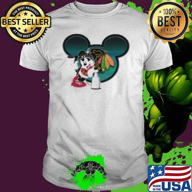 NHL Chicago Blackhawks Stanley Cup Mickey Mouse Disney Hockey Shirt