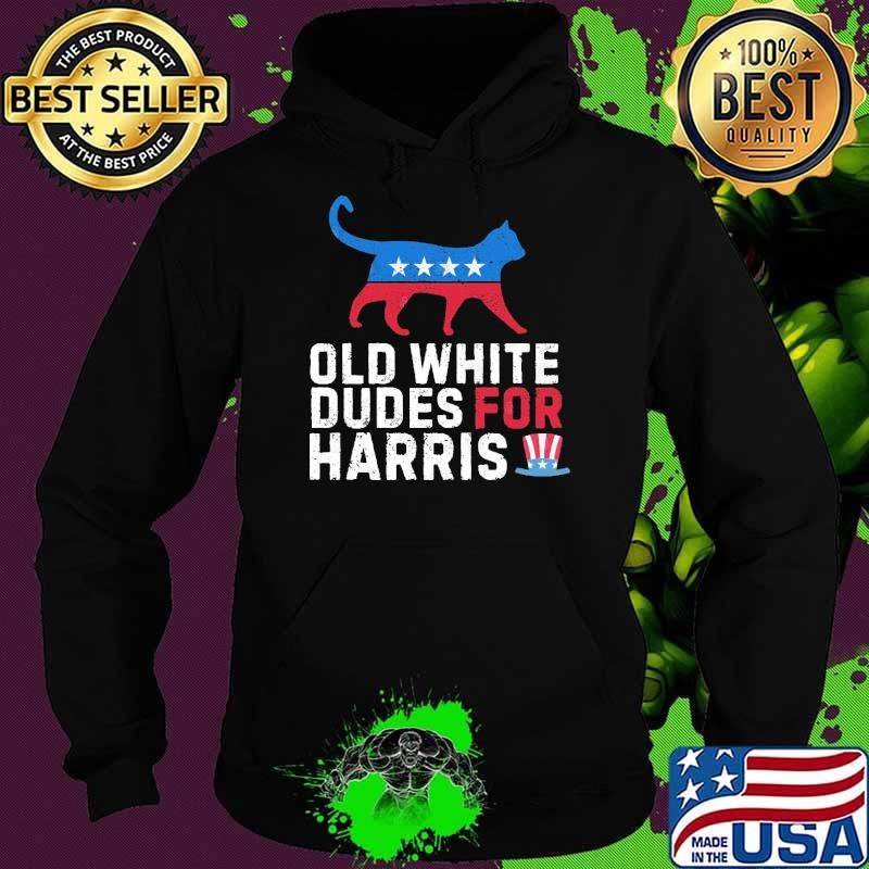 Old White Dudes For Harris hat Uncle Sam Cat Election 2024 Hoodie