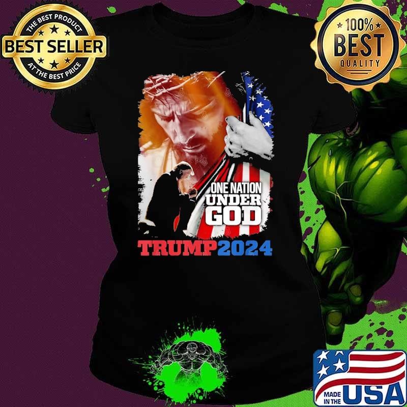 One Nation Under God President Trump 2024 America Christian T-Shirt
