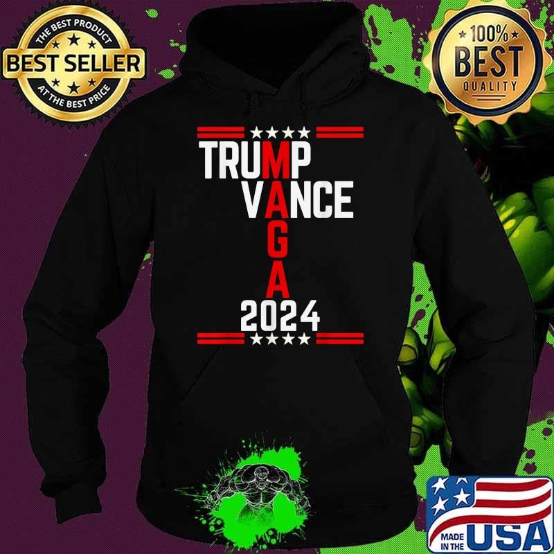 Original Trump Vance 2024 Retro Stripe Trump JD Vance MAGA Stars Hoodie