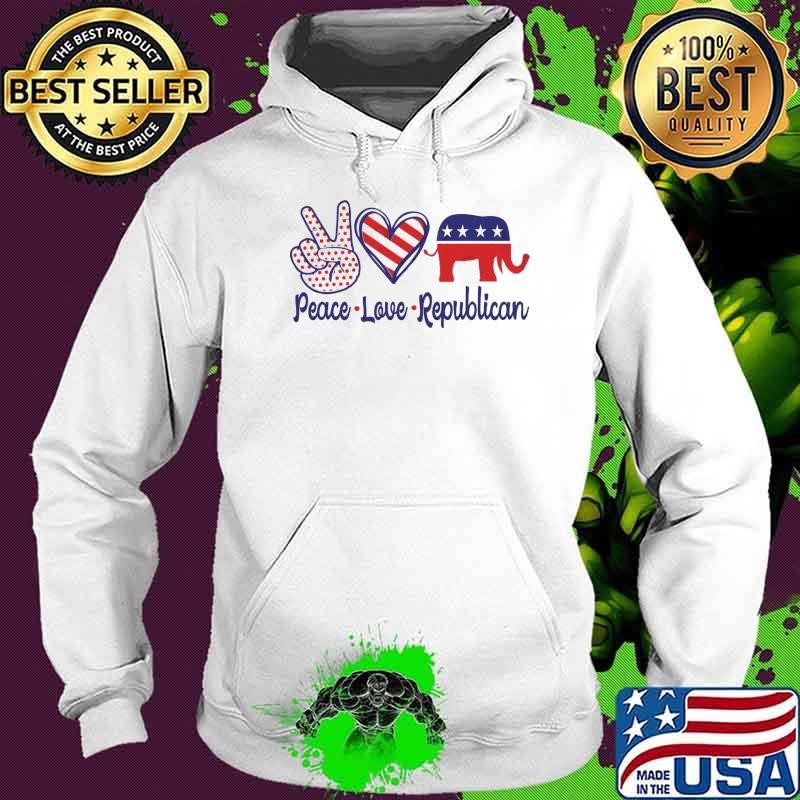 Peace Love Republican Bold and Patriotic Political Statement Hoodie