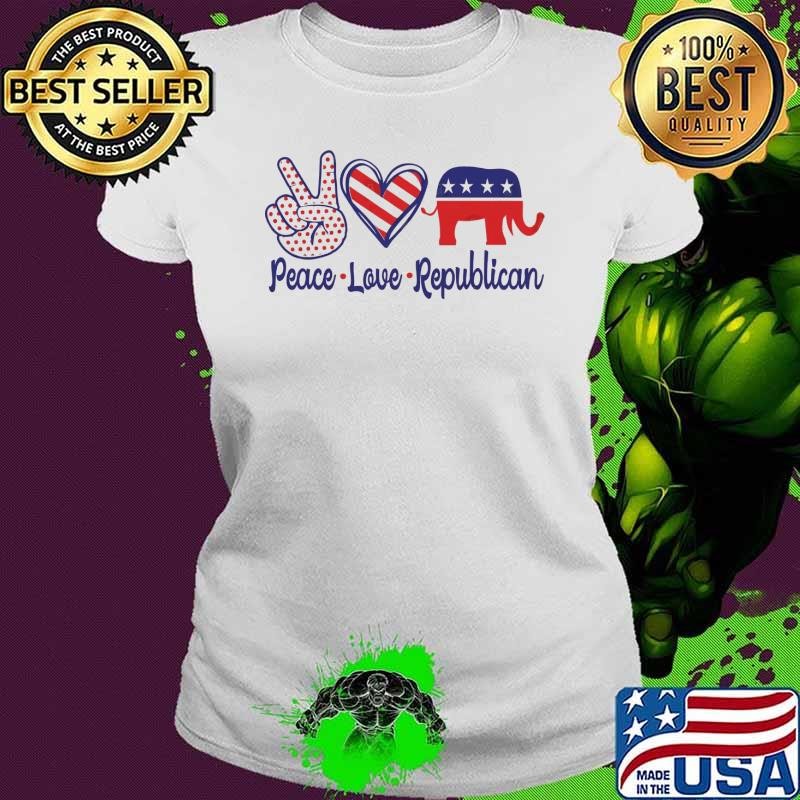 Peace Love Republican Bold and Patriotic Political Statement T-Shirt