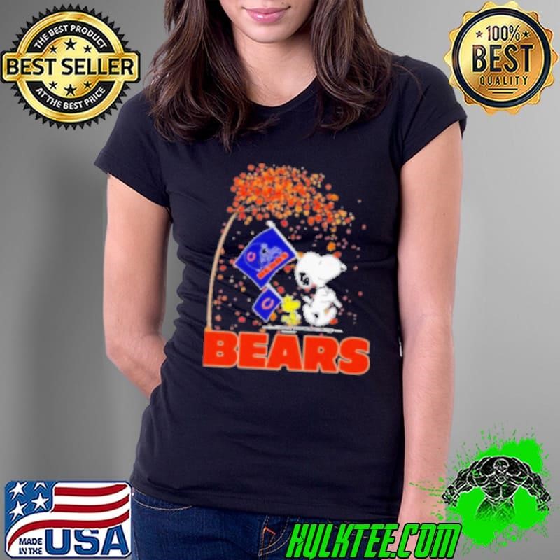 Peanuts Snoopy And Woodstock Parade Flag Chicago Bears In The Fall Ladies Tee