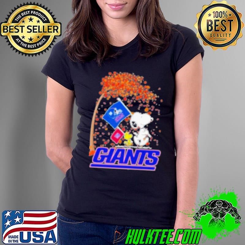 Peanuts Snoopy And Woodstock Parade Flag New York Giants In The Fall Ladies Tee