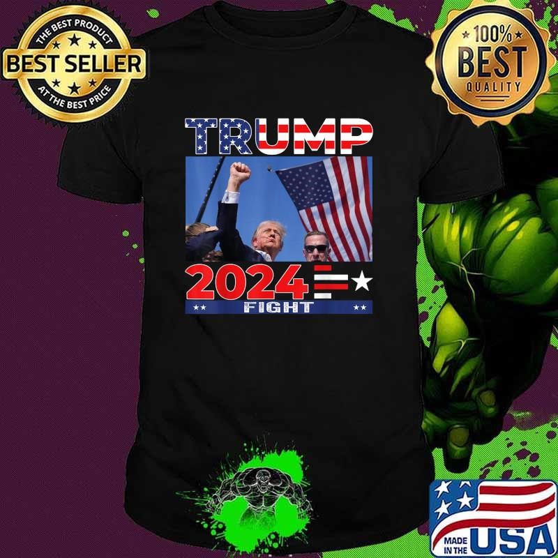 Premium Trump Fight Shot 2024 Ameican Flag Election T-Shirt