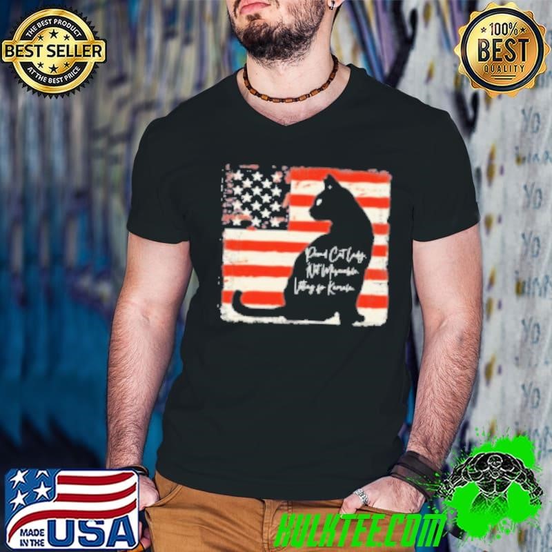 Proud Cat Lady Not Miserable Voting For Kamala Harris Flag America Shirt