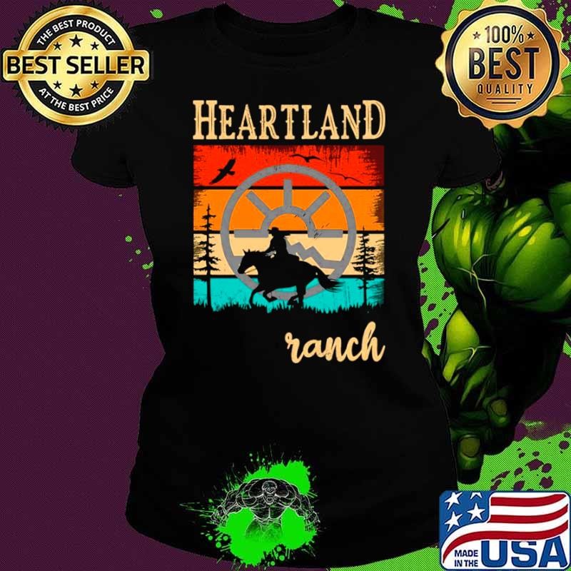 Sunset Heartland Ranch Retro Vintage Horse Lovers Horse Owner Ladies tee