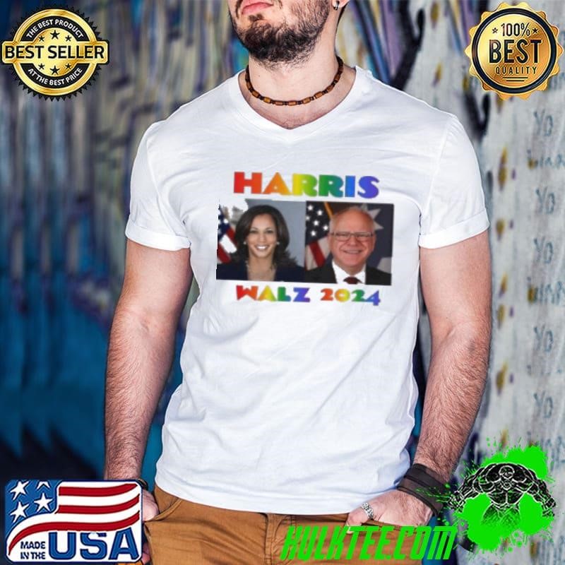 Top LGBTQ Kamala Harris And Tim Walz 2024 Rainbox Gay Pride Shirt