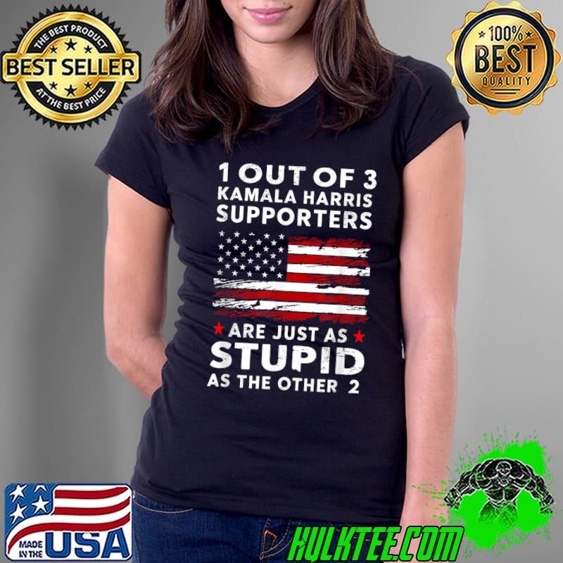 Trump 1 Out Of 3 Kamala Harris Supporters Stupid Other 2 Usa Flag Ladies Tee
