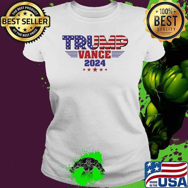 Trump 2024 Vance American Flag Election JD Vance MAGA Ladies tee